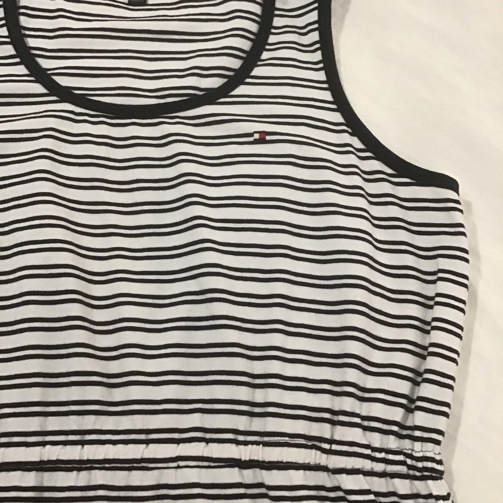 Tommy Hilfiger Navy Blue & White Striped Sleeveless Dress w/Elastic Waist, Sz L - Picture 5 of 11